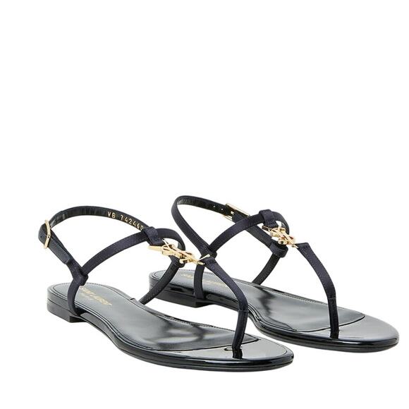 Saint Laurent NIB Cassandra Flat Sandals in Patriot Navy Size 39.5 - Picture 1 of 13